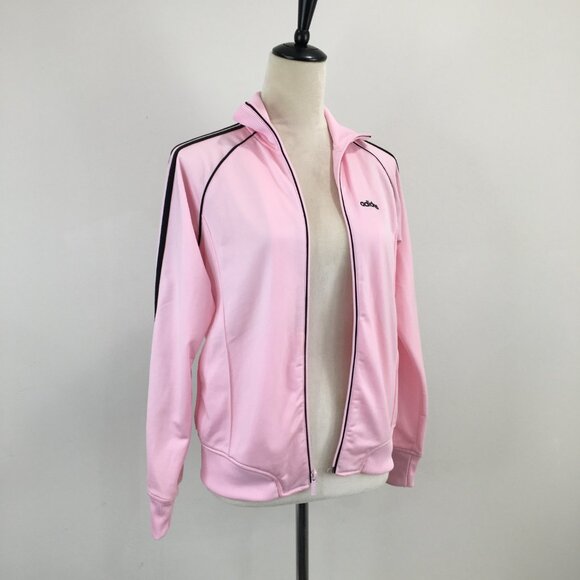ADIDAS Pink Black Striped Long Sleeve Tracksuit Jacket - Picture 4 of 12